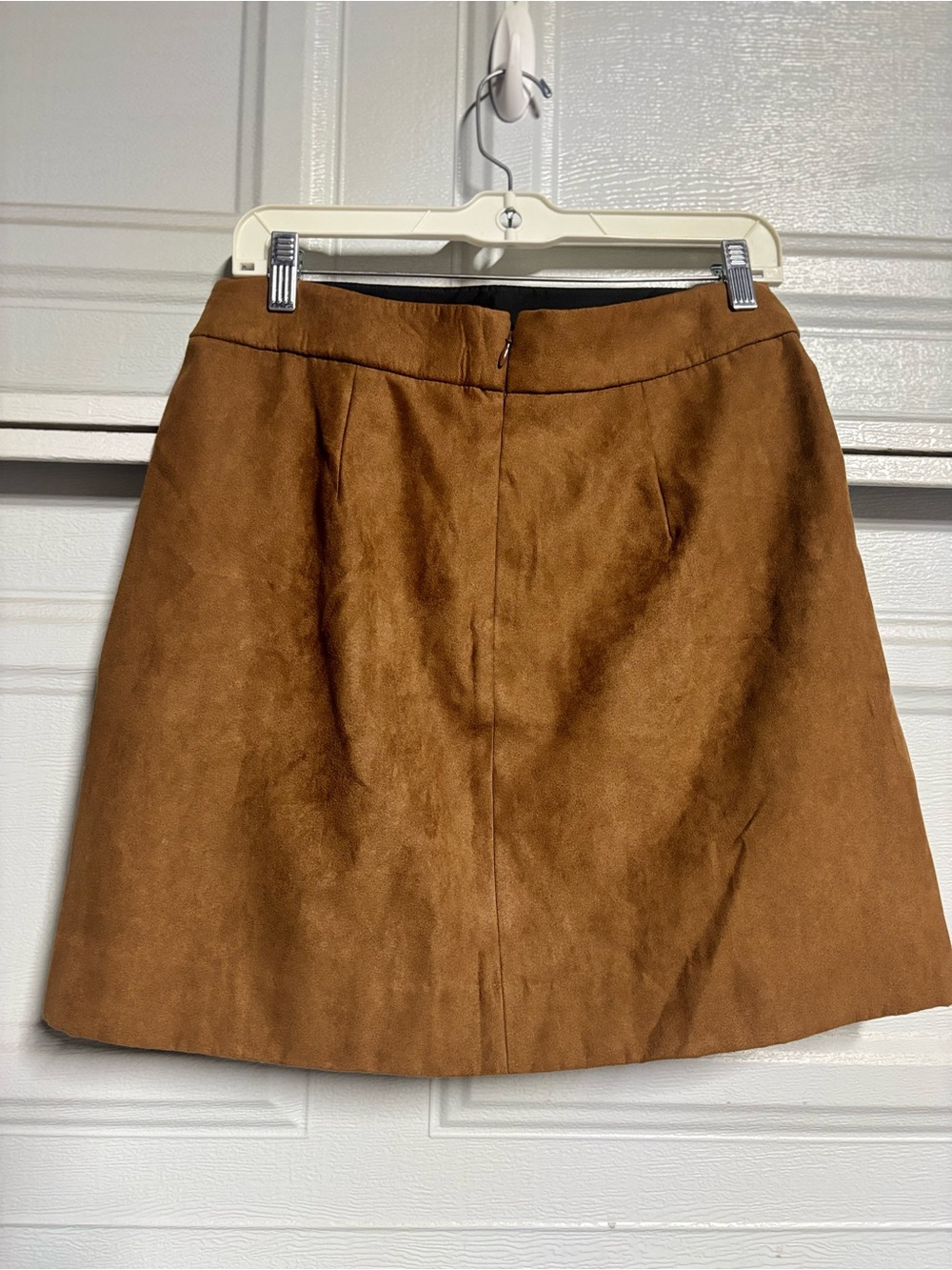 J. Crew Suede-Midi Skirt in Cognac Brown